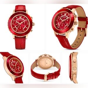 Authentic Swarovski Octea Lux Chronograph Women Watch, Red, 5646975. BRAND NEW.